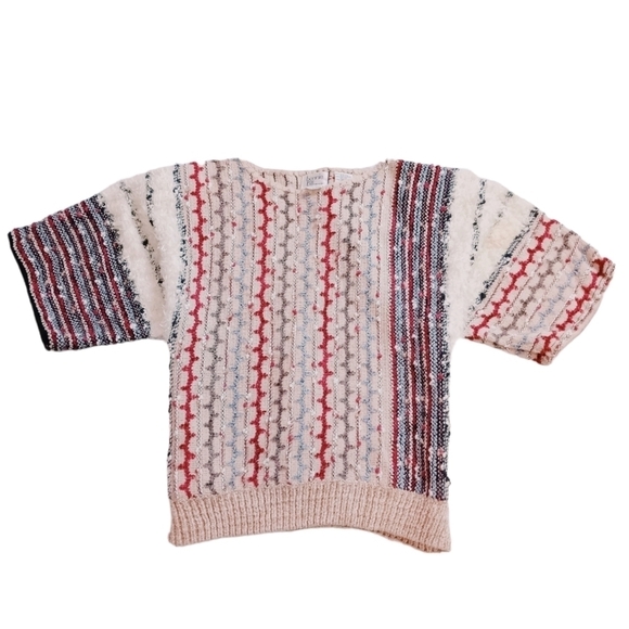 Bonnie And Bill New York Vintage 3D Knit Short Sleeve Pullover Sweater‎ Top - Picture 1 of 5